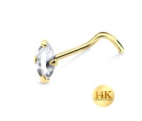 14K Gold Pear Shapes Stone Nose Stud 14KY-NSKB-160